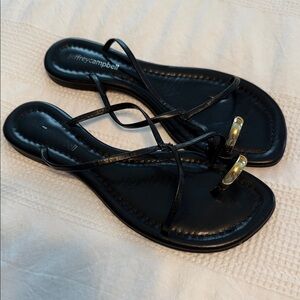 Jeffrey Campbell Black Sandals with Gold Rings